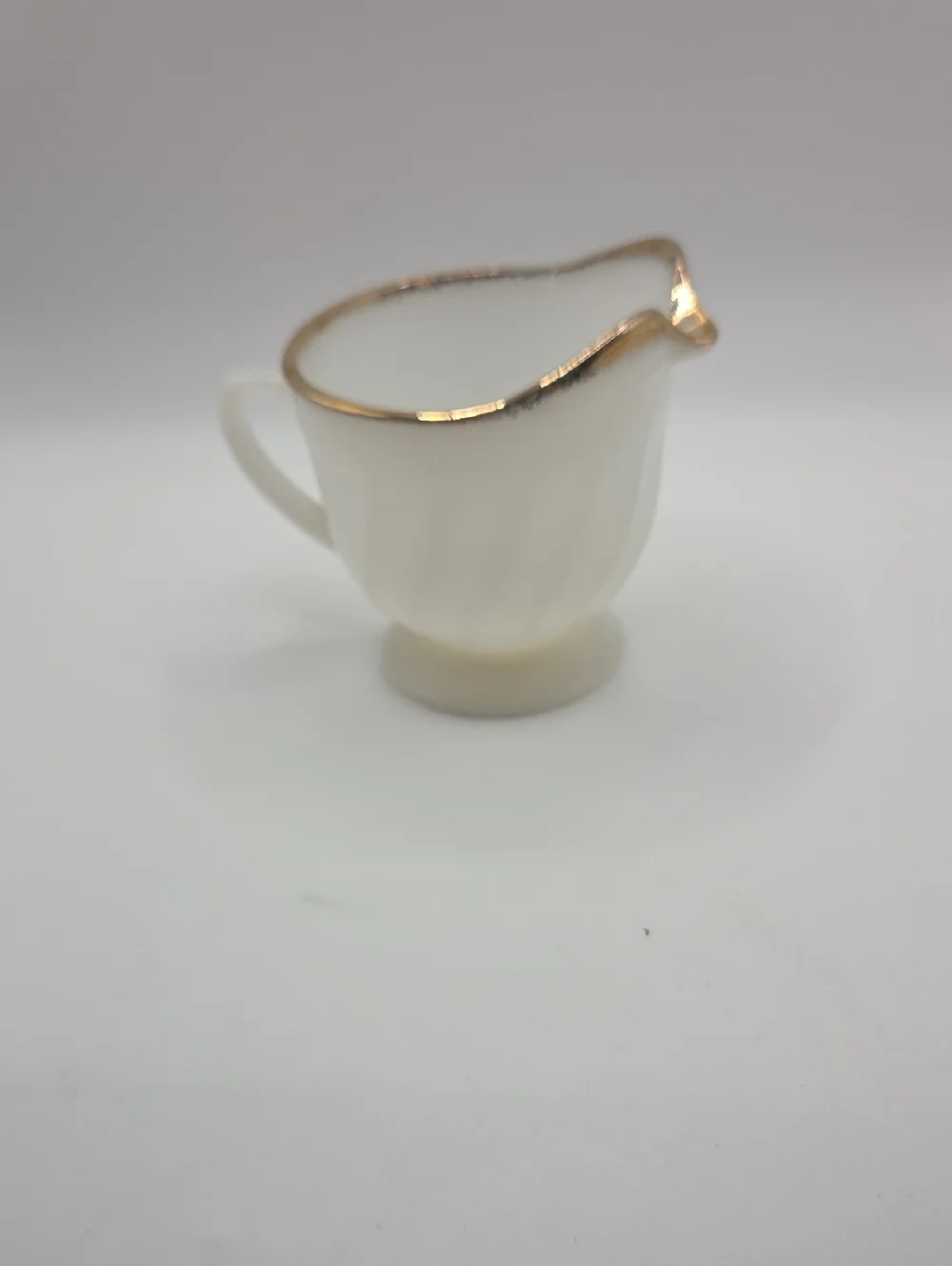 Fire King Milk Glass Creamer Gold Trim